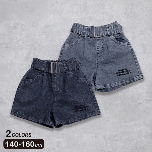 ケミカルウォッシュ デニムショートパンツ