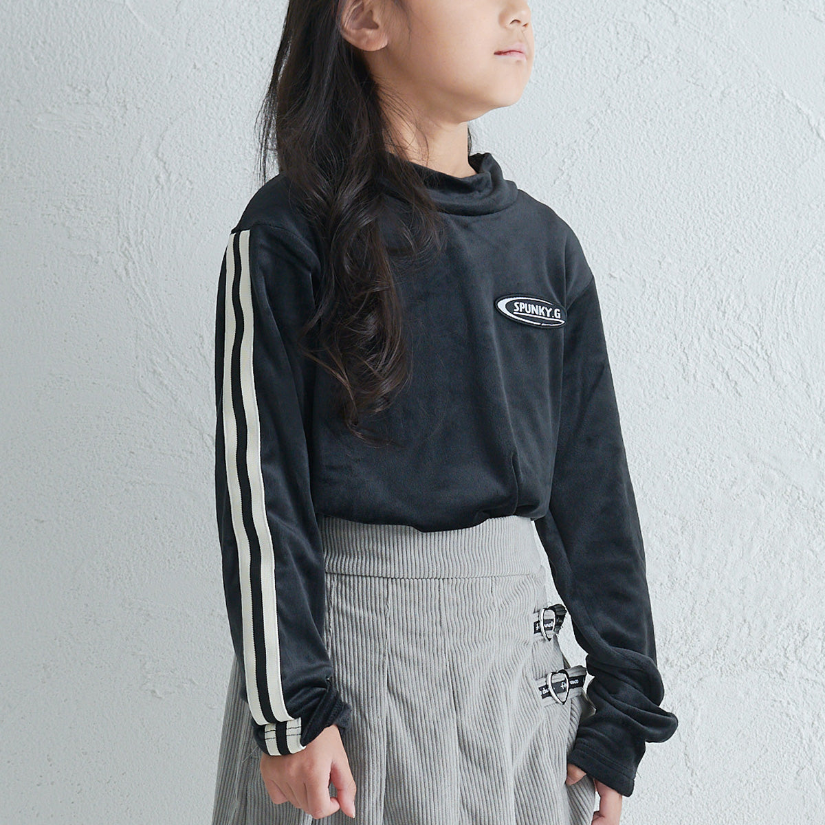 ストレッチベロア ハイネックＴシャツ