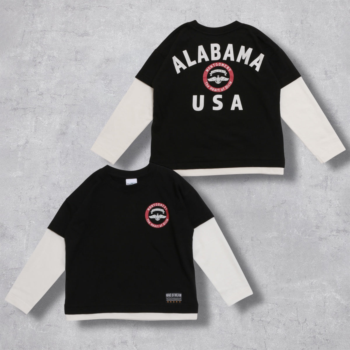 バックロゴ フェイクレイヤード 長袖Ｔシャツ