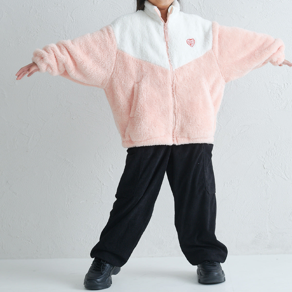 ボアフリース配色BIGシルエットジャケット