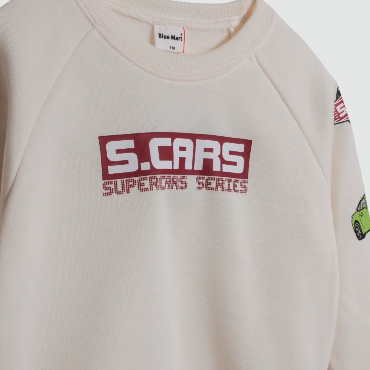 車プリント 裏起毛ラグラントレーナー