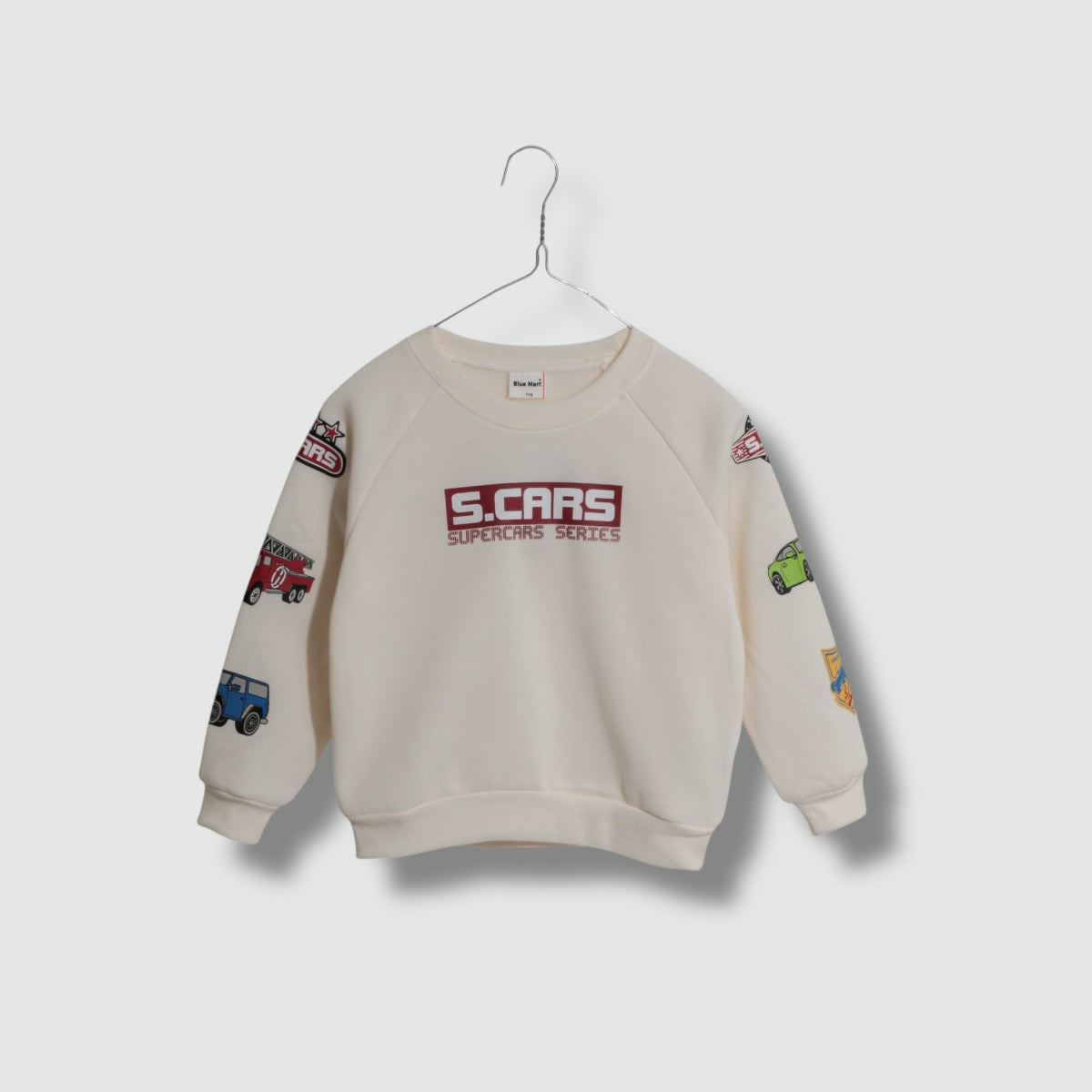 車プリント 裏起毛ラグラントレーナー