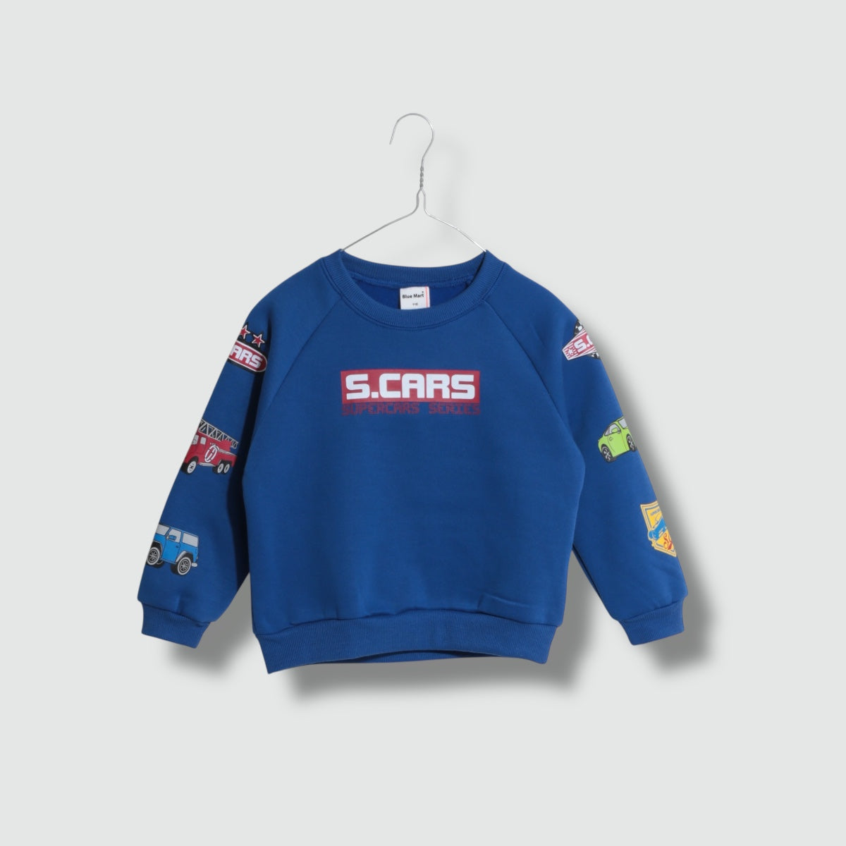 車プリント 裏起毛ラグラントレーナー