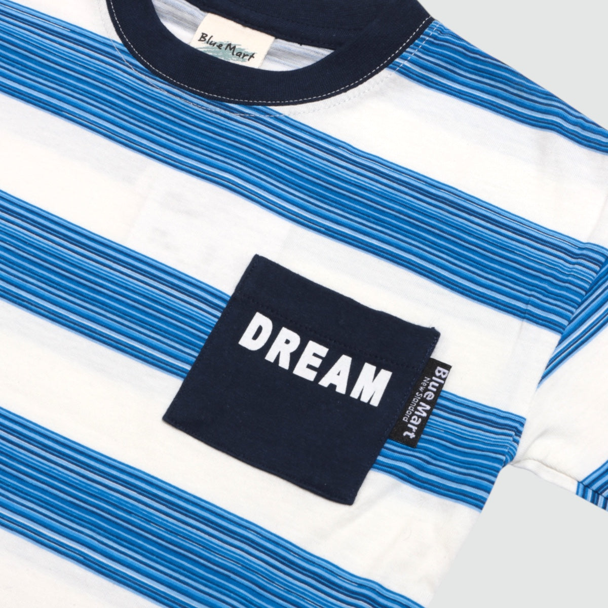 ボーダープリント 胸ポケット 長袖Tシャツ