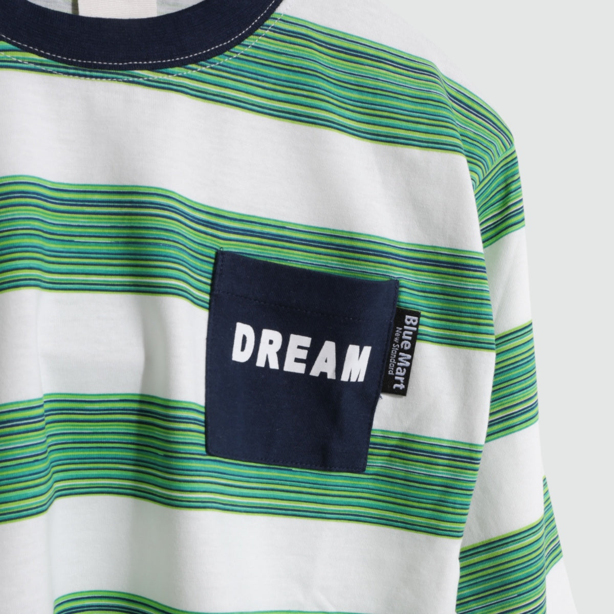 ボーダープリント 胸ポケット 長袖Tシャツ