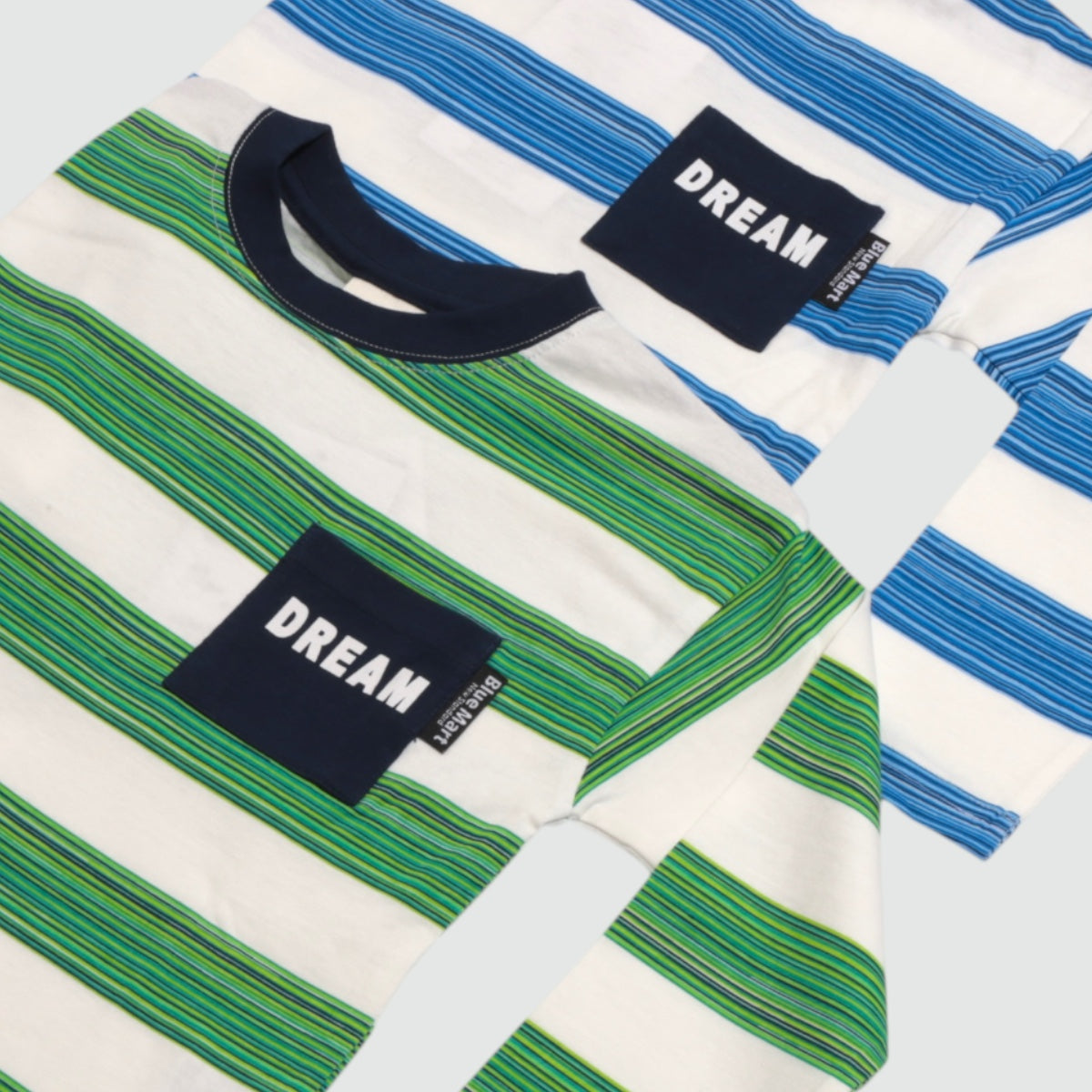 ボーダープリント 胸ポケット 長袖Tシャツ