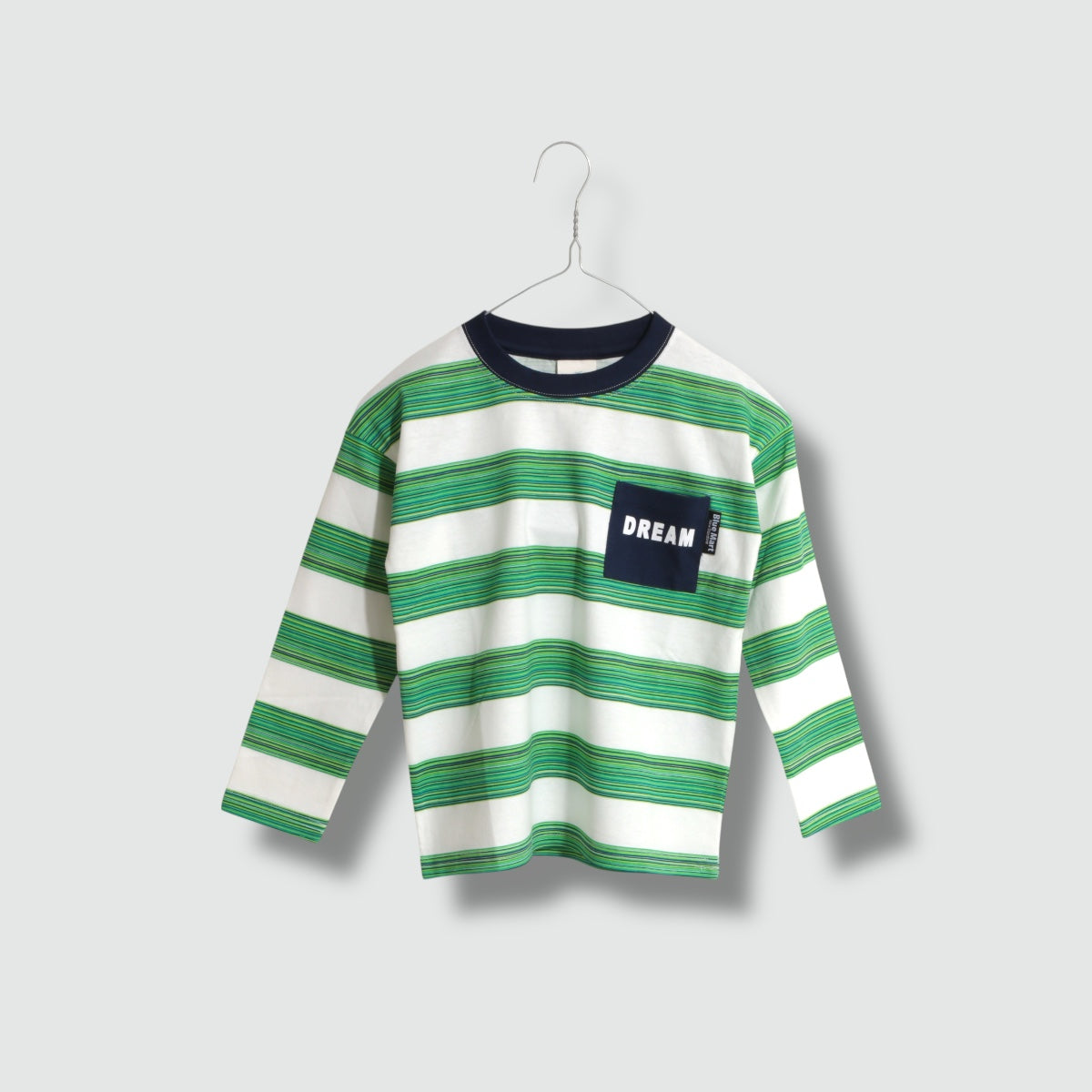 ボーダープリント 胸ポケット 長袖Tシャツ