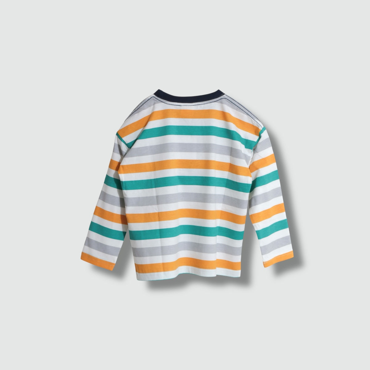 ボーダープリント 胸ポケット 長袖Tシャツ