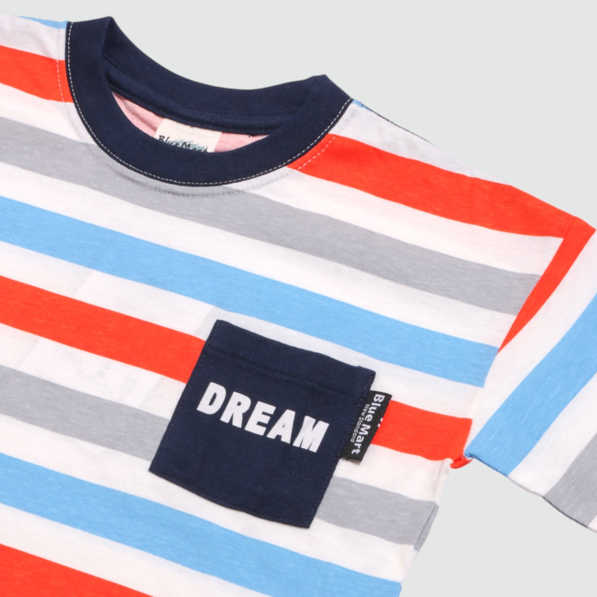 ボーダープリント 胸ポケット 長袖Tシャツ