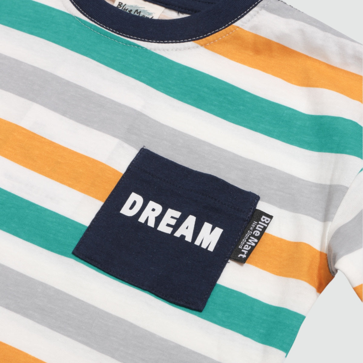 ボーダープリント 胸ポケット 長袖Tシャツ