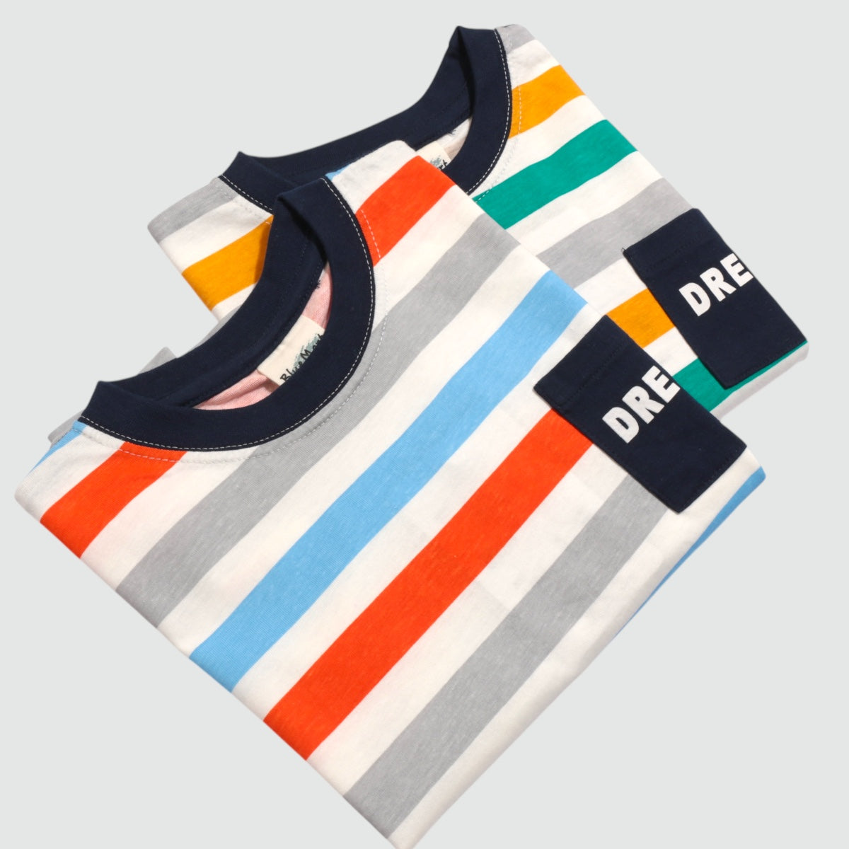 ボーダープリント 胸ポケット 長袖Tシャツ