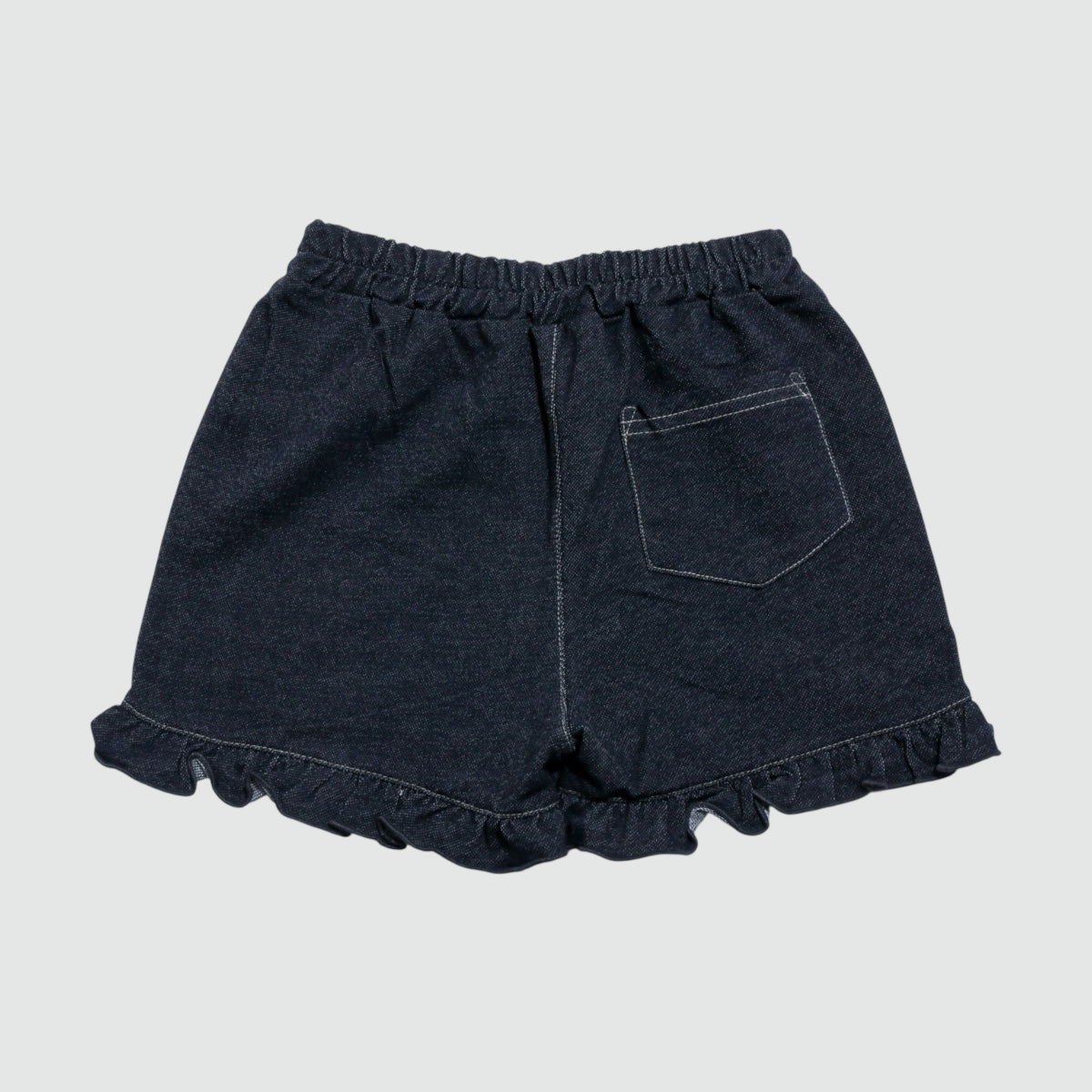 リボンモチーフ ニットデニムショートパンツ