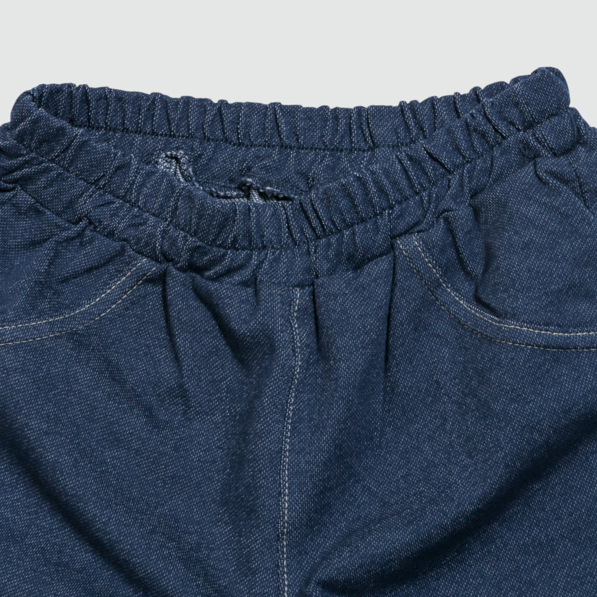 リボンモチーフ ニットデニムショートパンツ