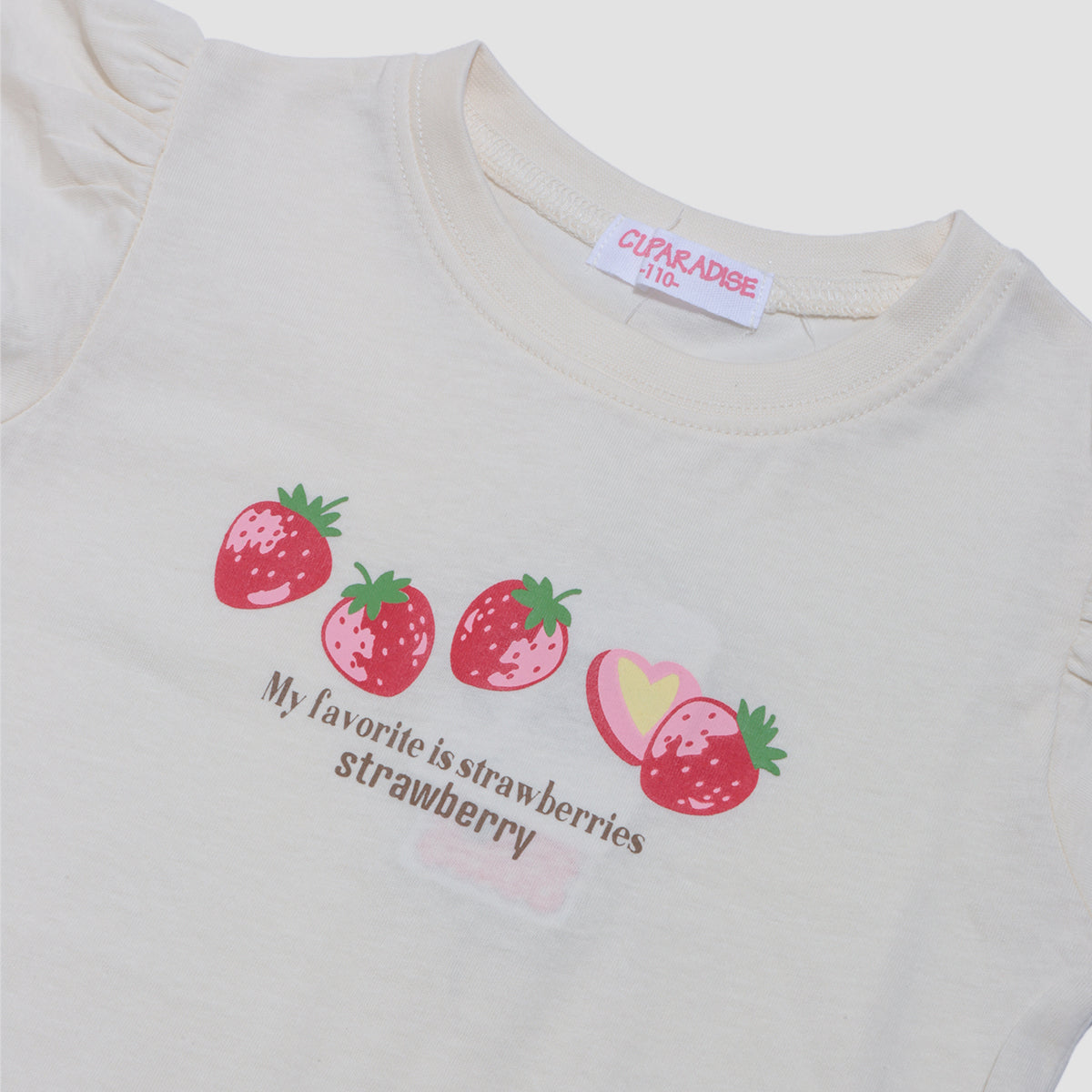 袖フリル プリントTシャツ