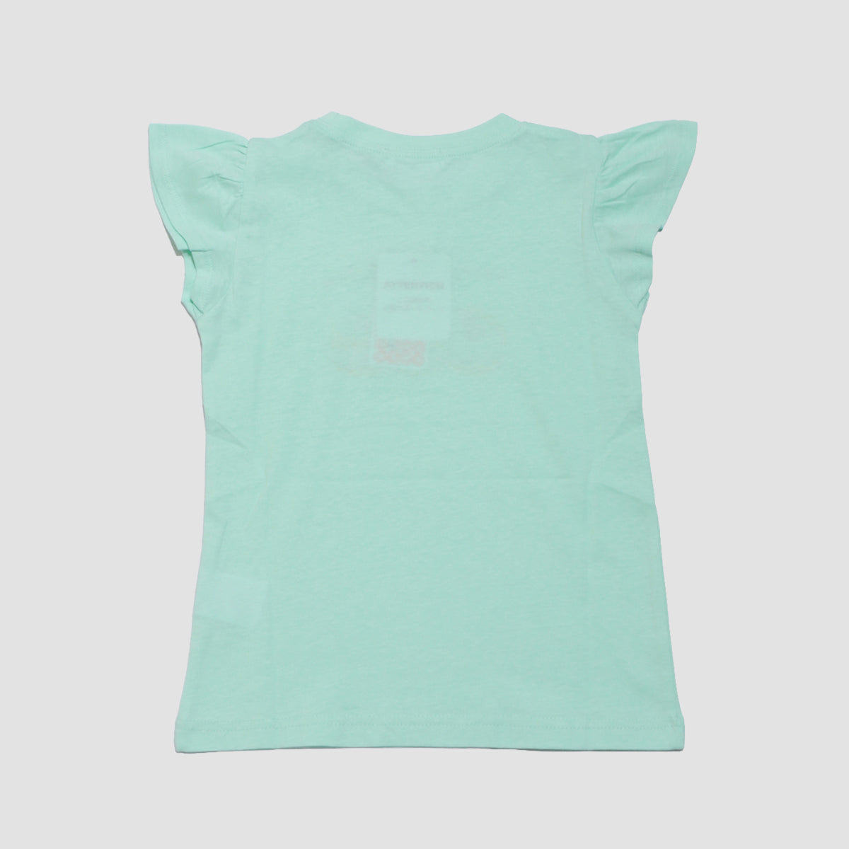 袖フリル プリントTシャツ