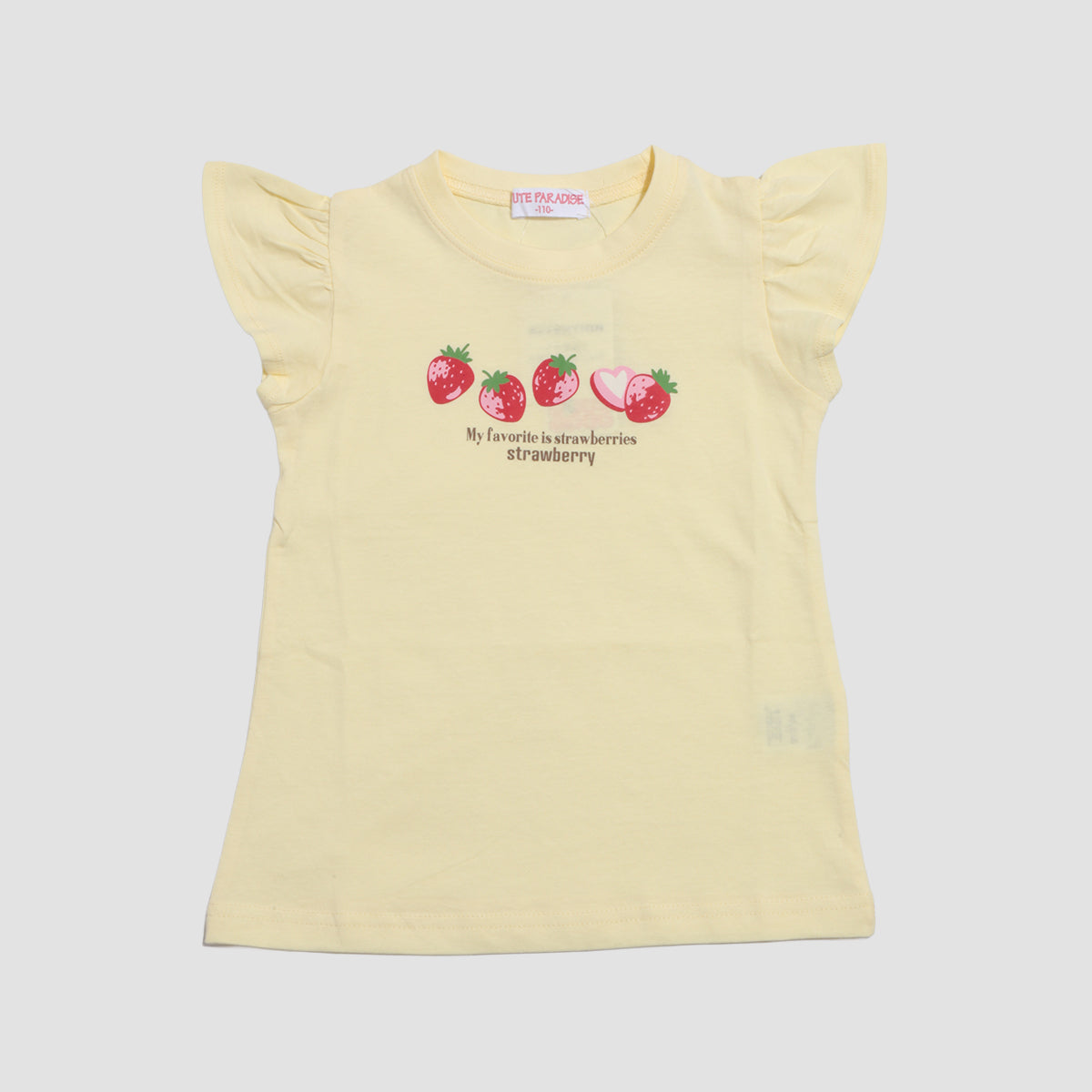 袖フリル プリントTシャツ