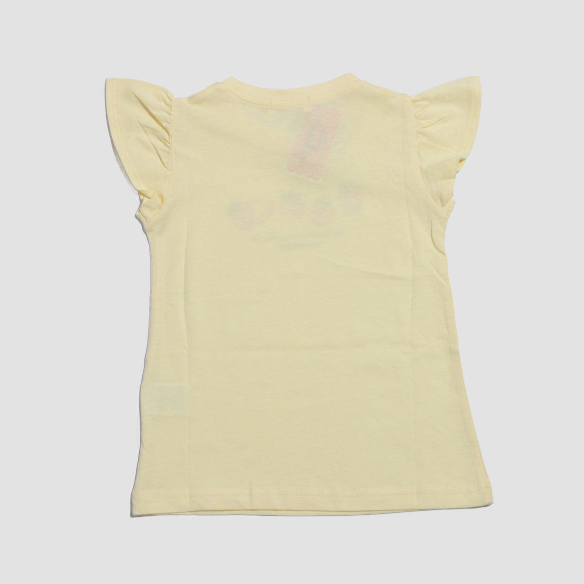 袖フリル プリントTシャツ