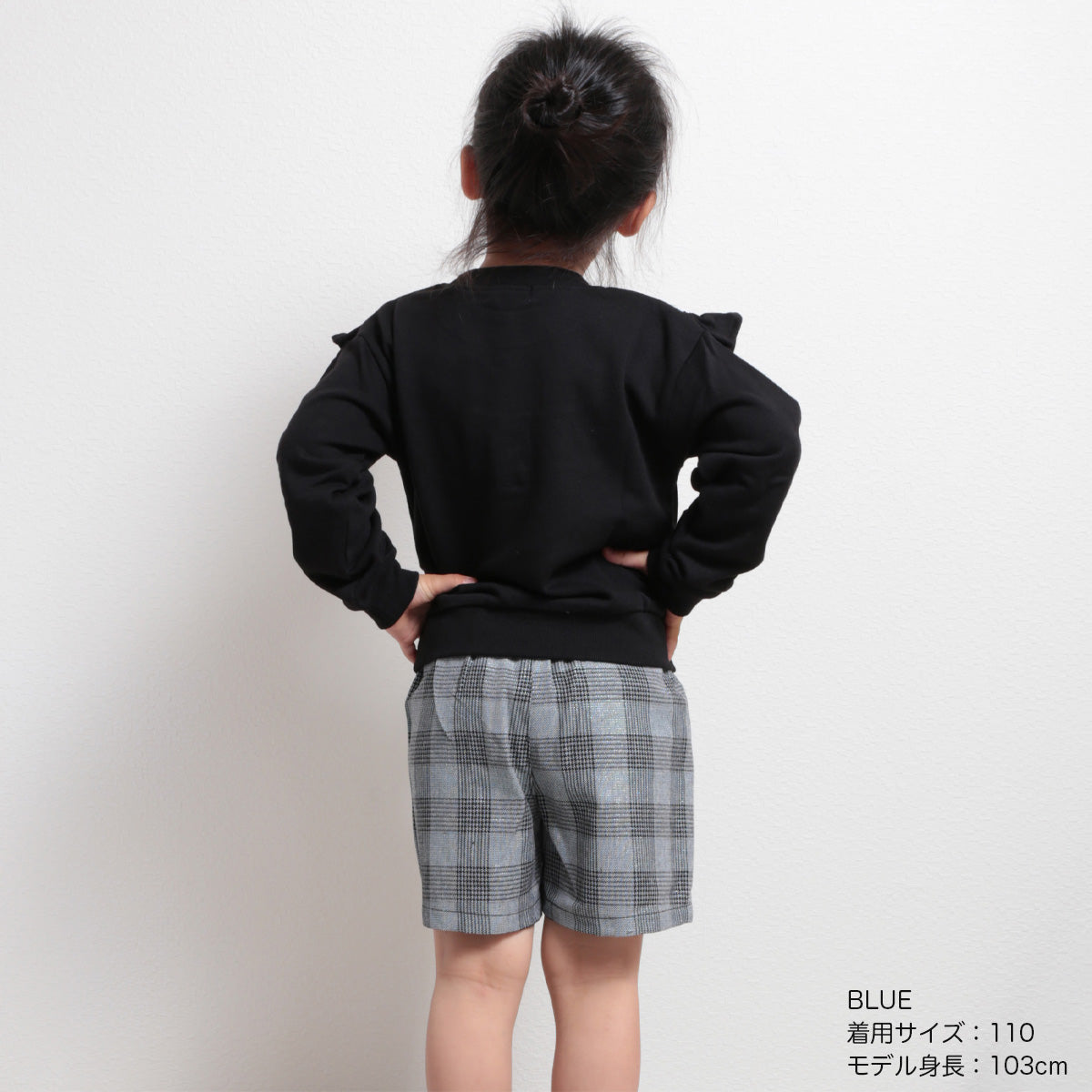 リボン編み上げモチーフ チェック柄キュロット