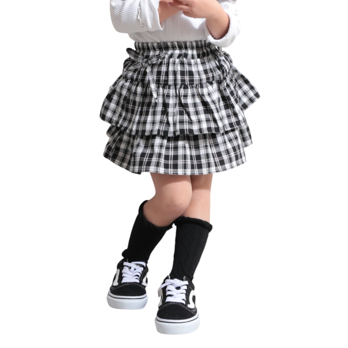 ラメ入チェック柄 ティアード スカッツ