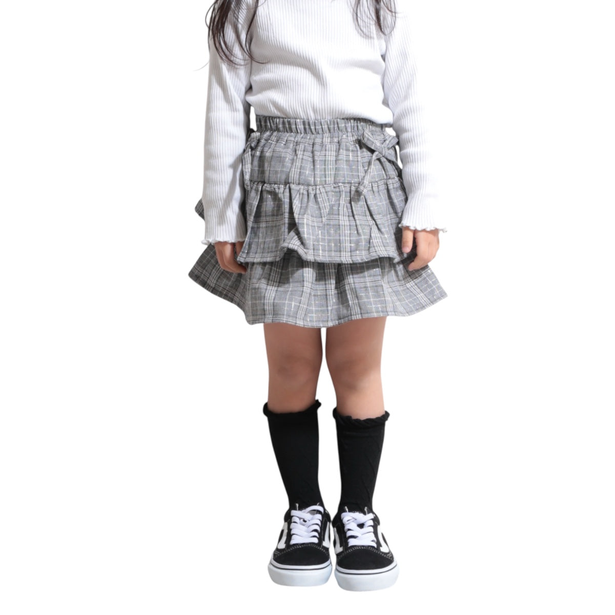 ラメ入チェック柄 ティアード スカッツ