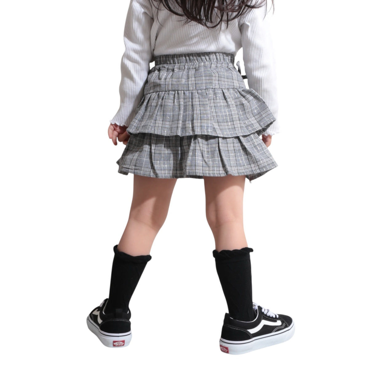 ラメ入チェック柄 ティアード スカッツ