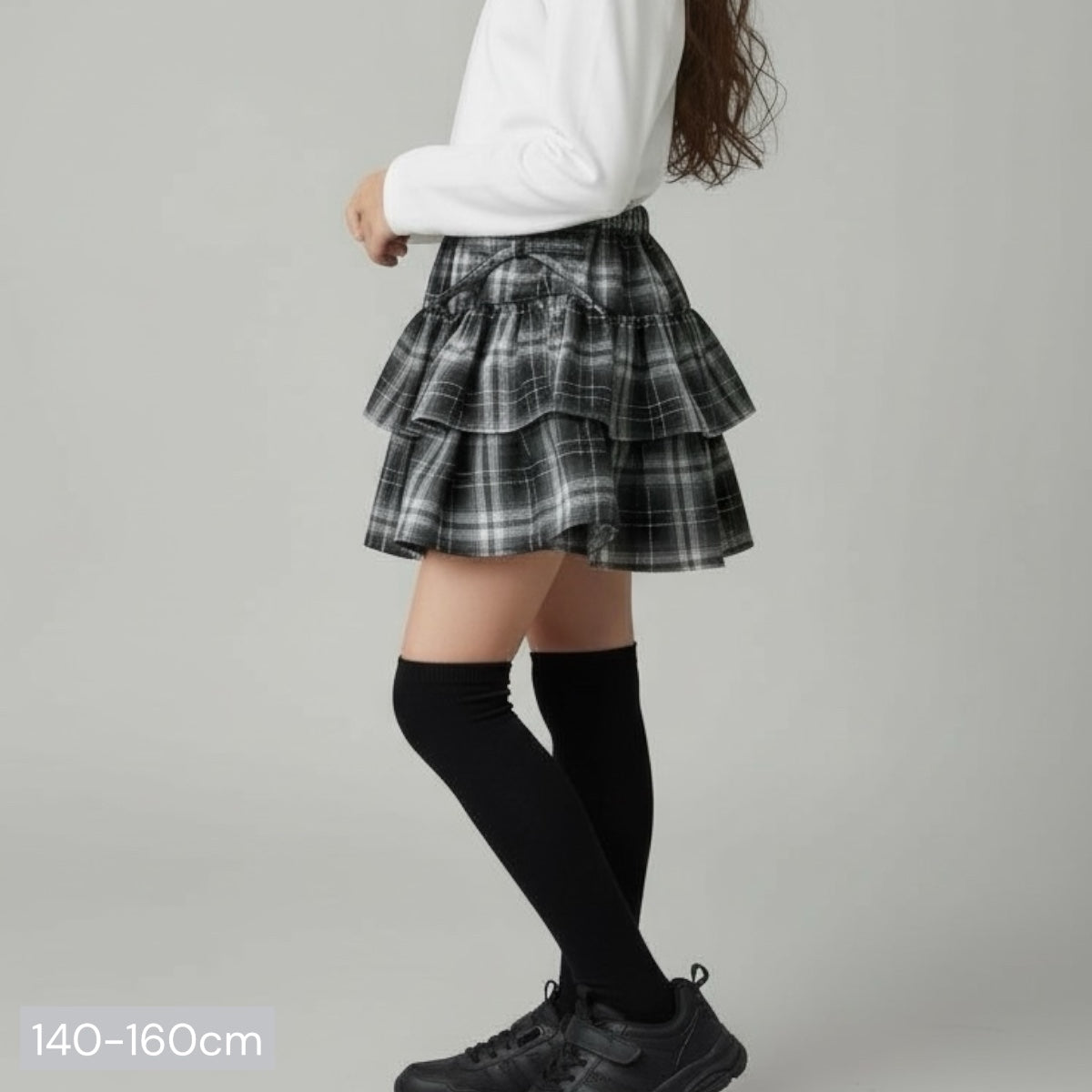 ラメ入チェック柄 ティアード スカッツ