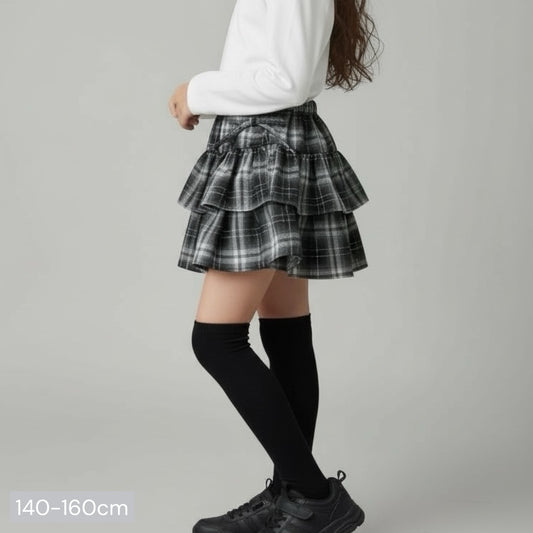 ラメ入チェック柄 ティアード スカッツ