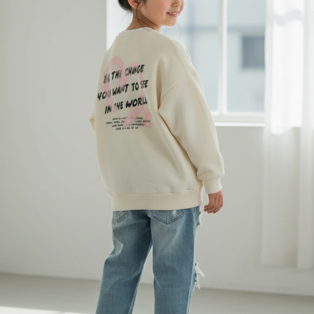 バックハート プリント裏起毛トレーナー