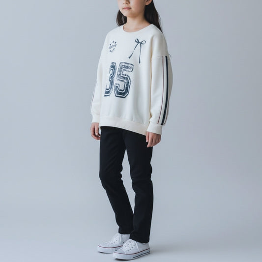 ナンバーロゴ 袖ライン裏起毛トレーナー