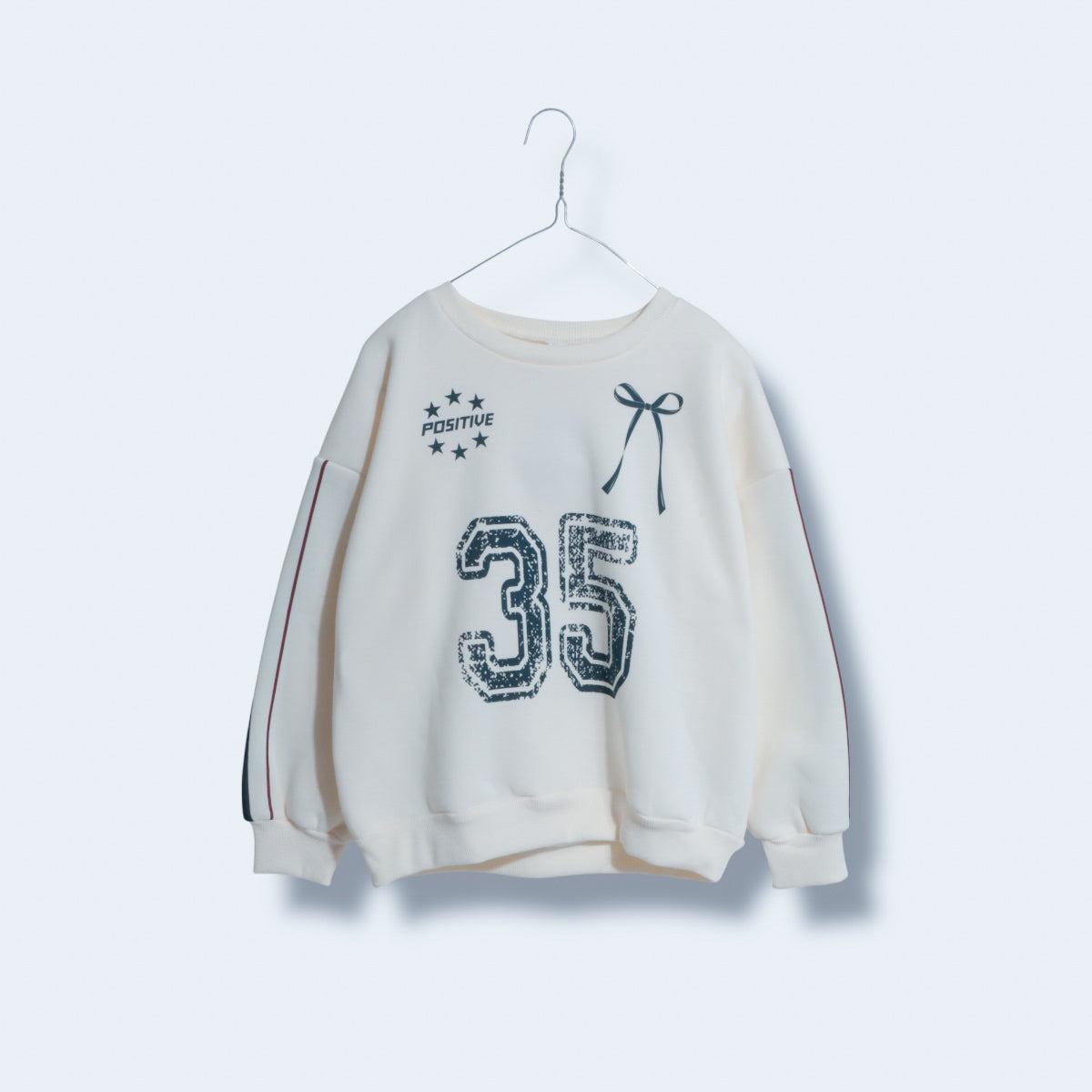 ナンバーロゴ 袖ライン裏起毛トレーナー