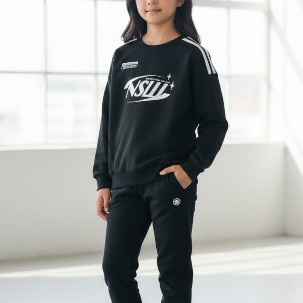 肩ライン プリント 裏起毛トレーナー