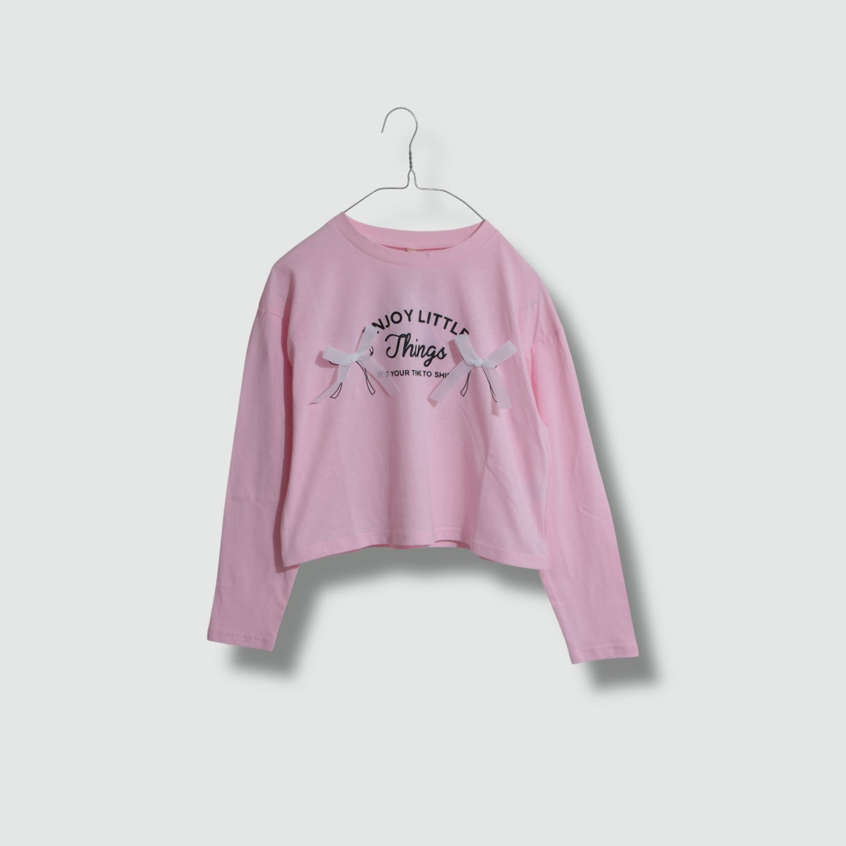 クロップド丈 リボンモチーフ 長袖Ｔシャツ