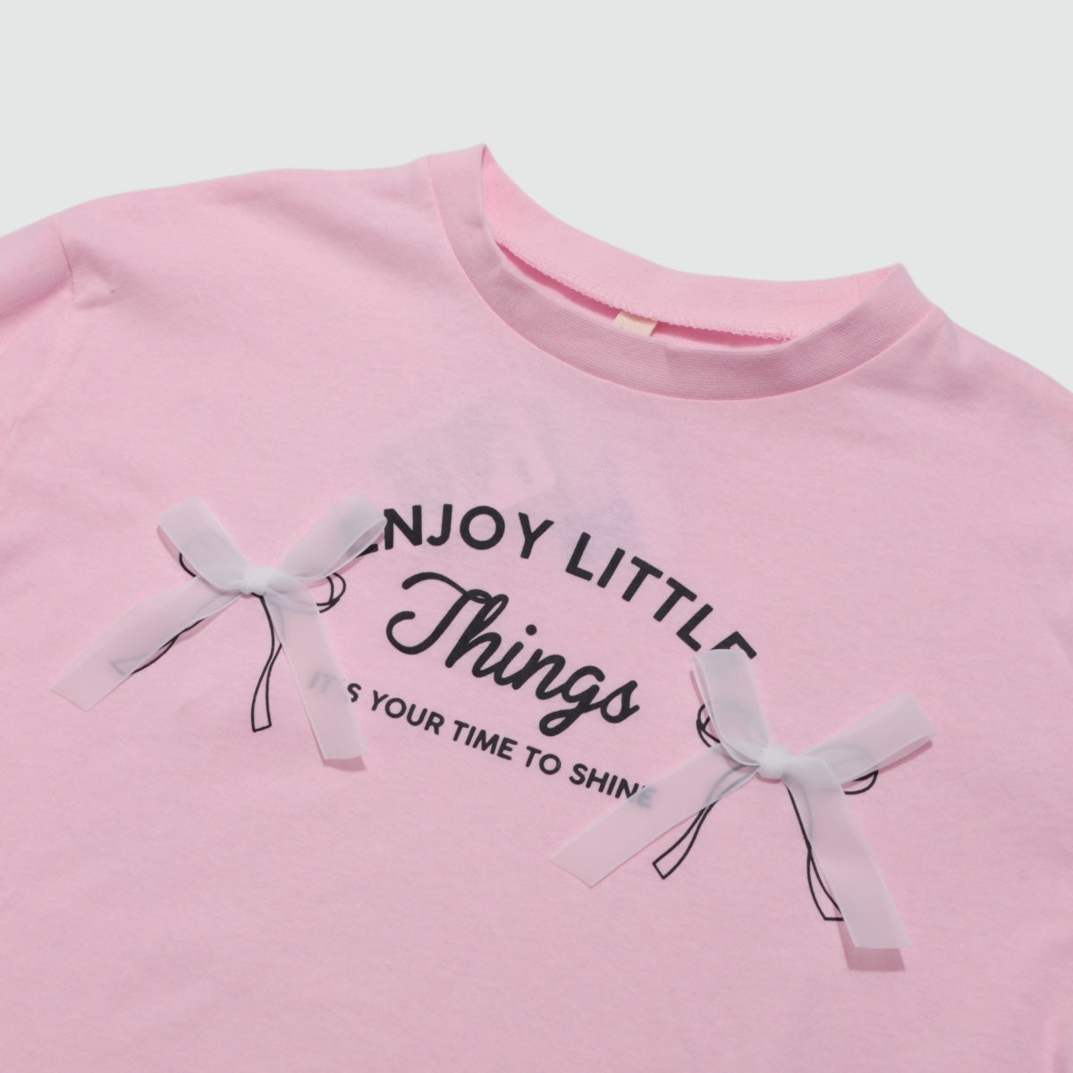 クロップド丈 リボンモチーフ 長袖Ｔシャツ