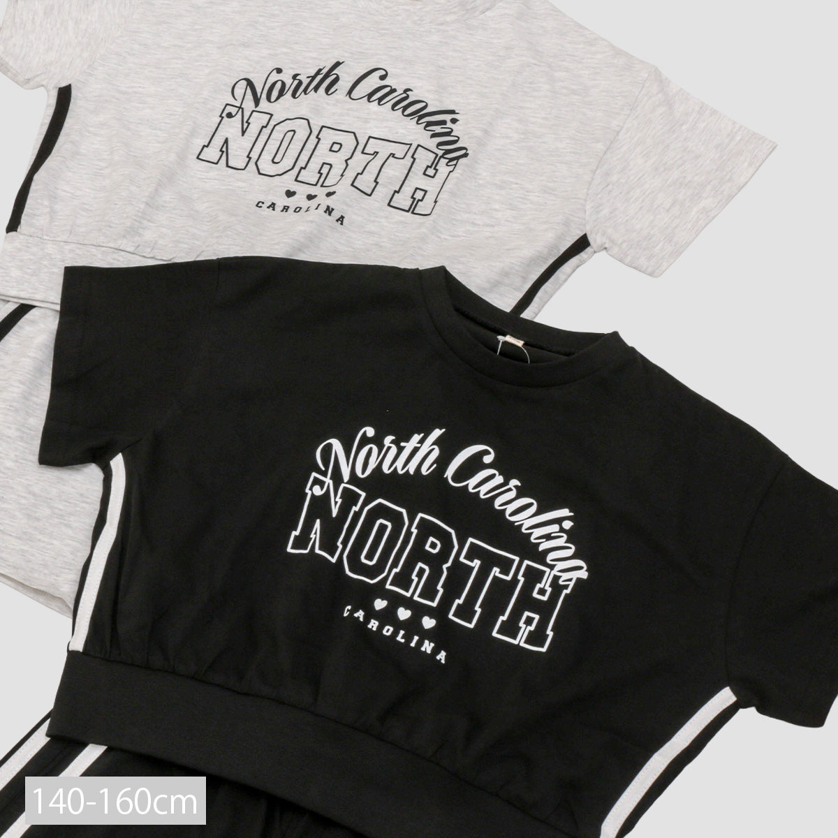 クロップド丈Tシャツ サイドラインショートパンツ セットアップ