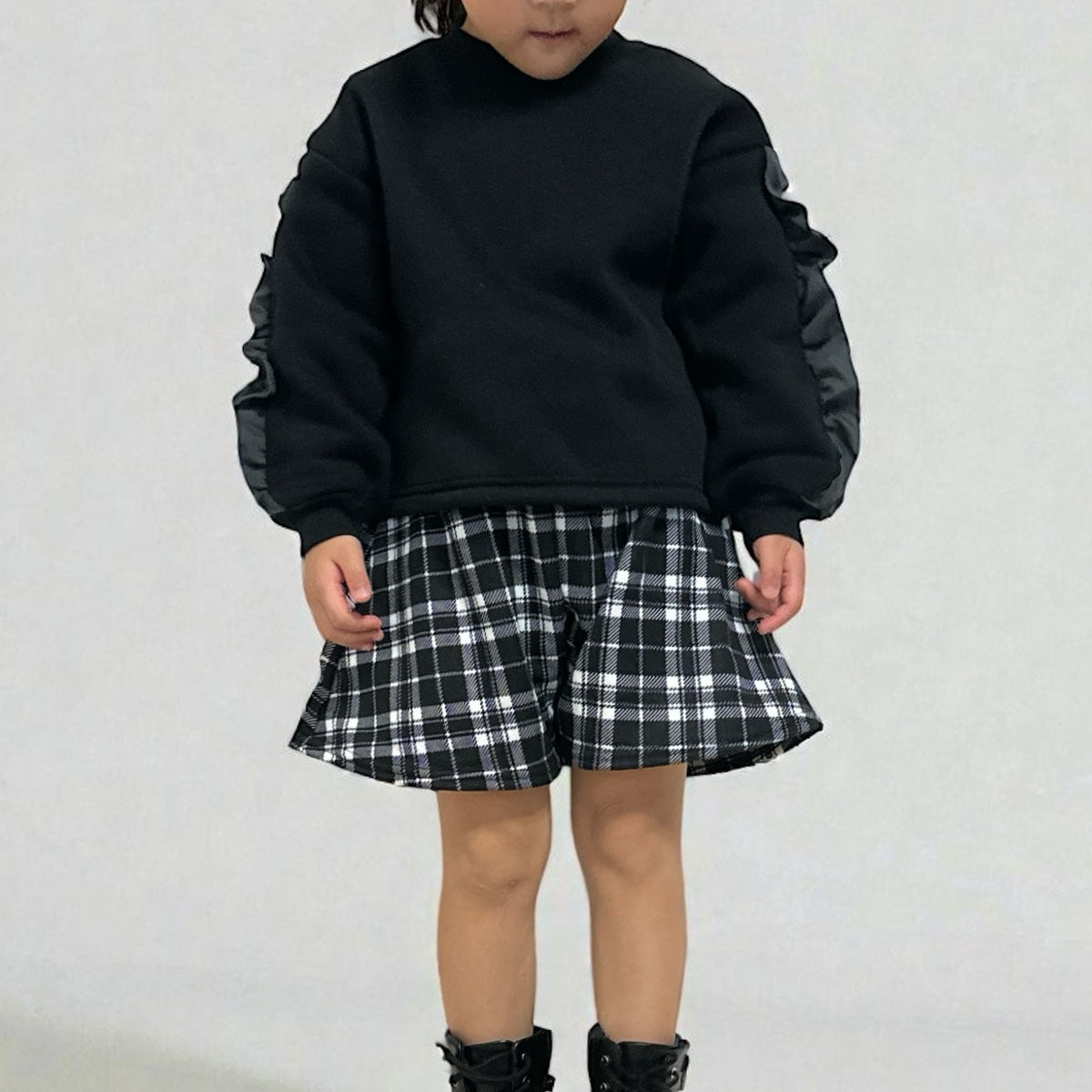 袖フリル 裏起毛トレーナー