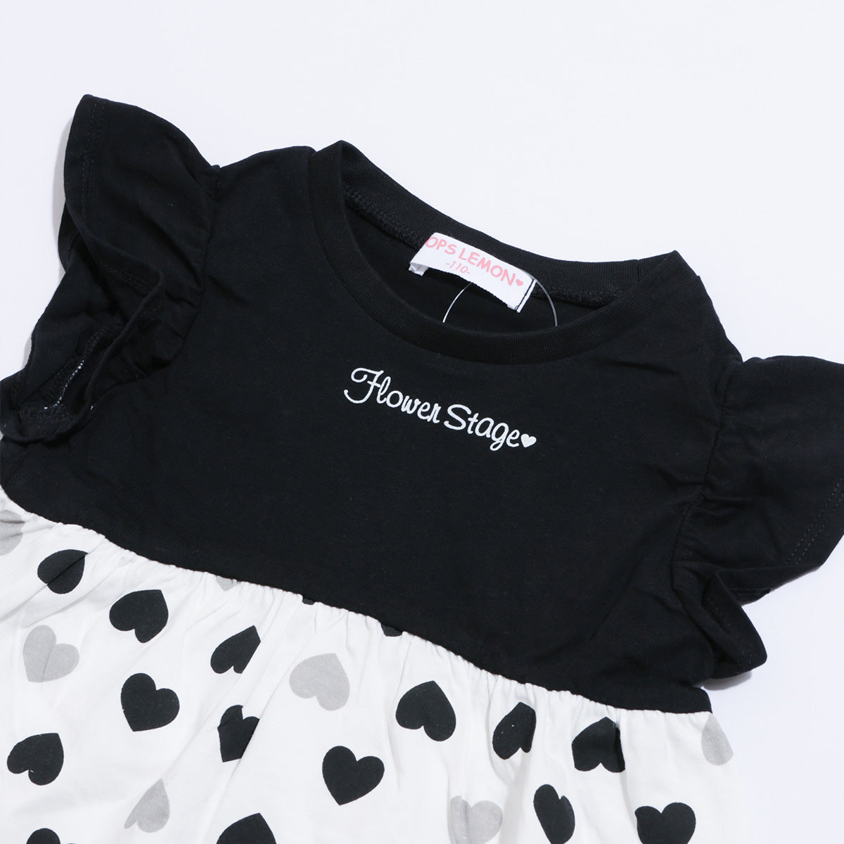 ハート柄 ギャザー切り替えTシャツ