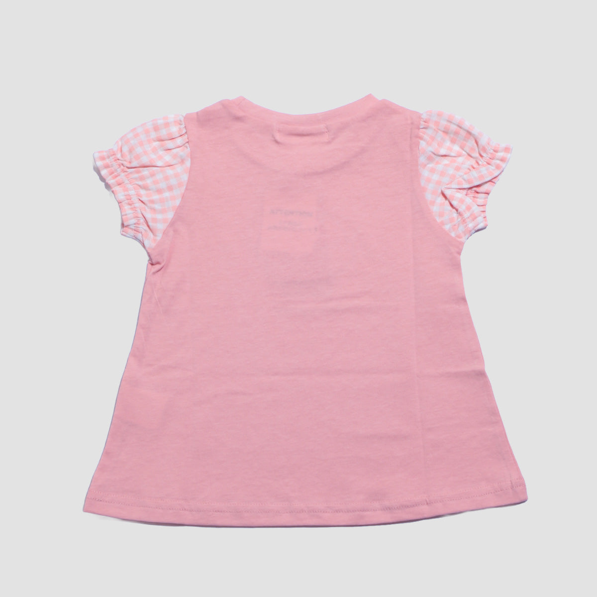 袖ギンガムフレアTシャツ