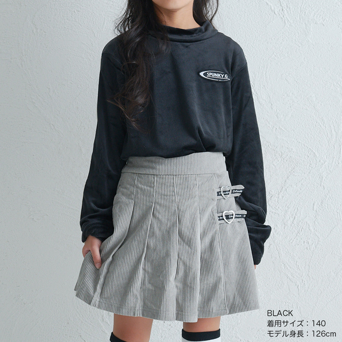 ストレッチベロア ハイネックＴシャツ