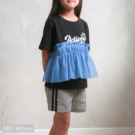 チュールフリル ドッキングTシャツ