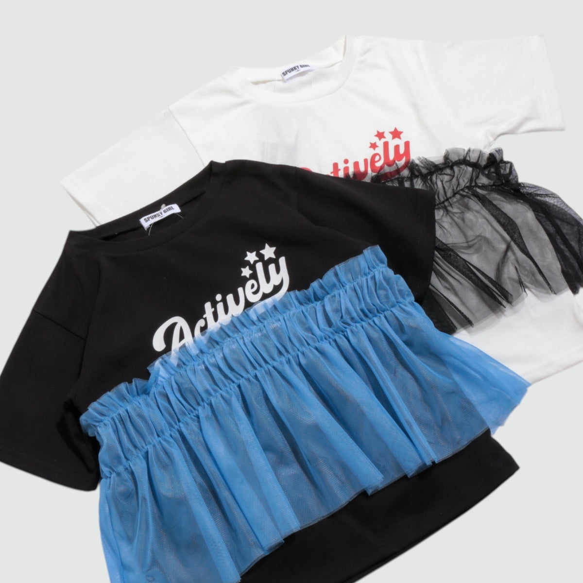 チュールフリル ドッキングTシャツ