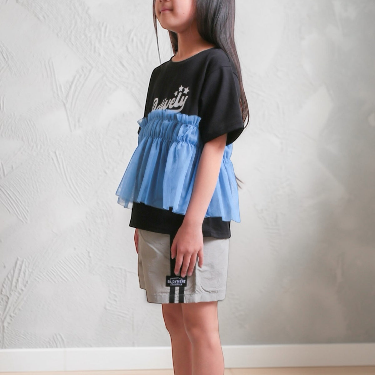 チュールフリル ドッキングTシャツ