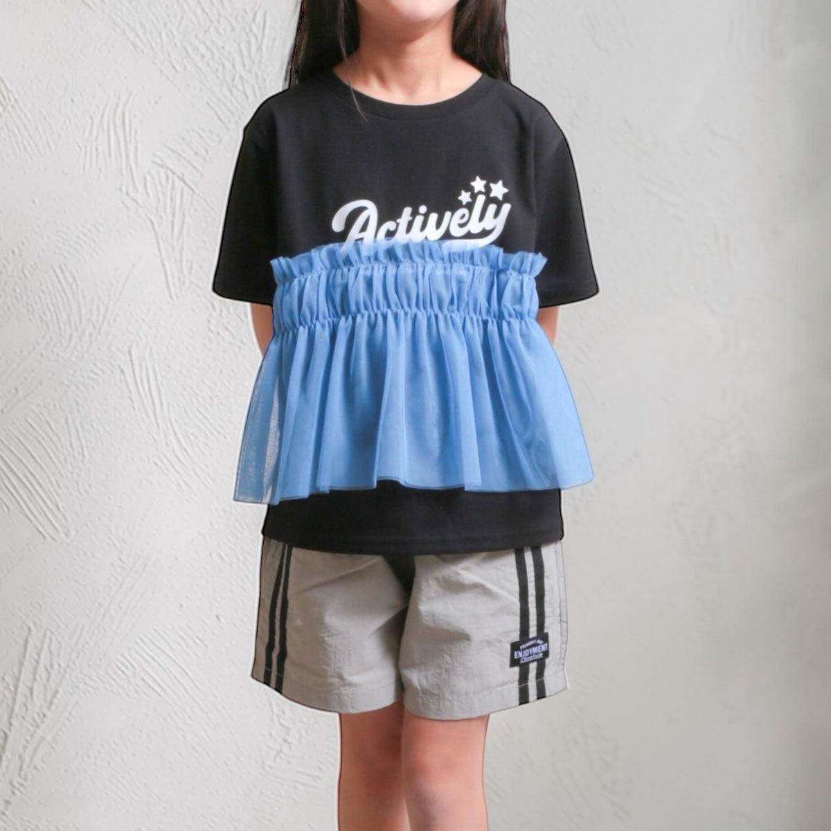 チュールフリル ドッキングTシャツ