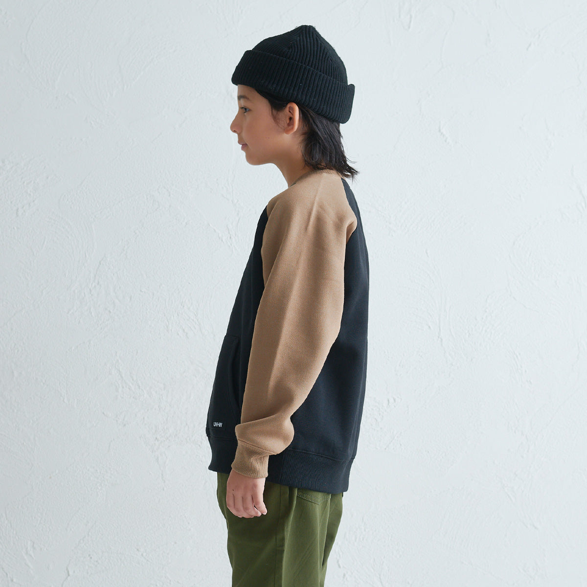 ラグラン 配色 裏起毛トレーナー