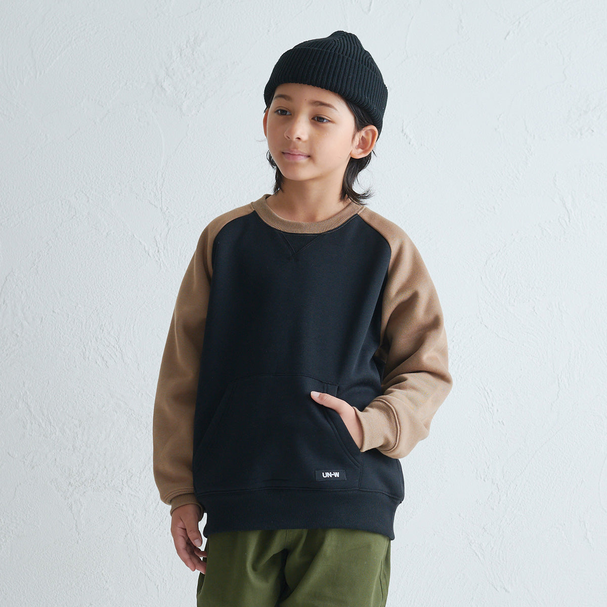 ラグラン 配色 裏起毛トレーナー