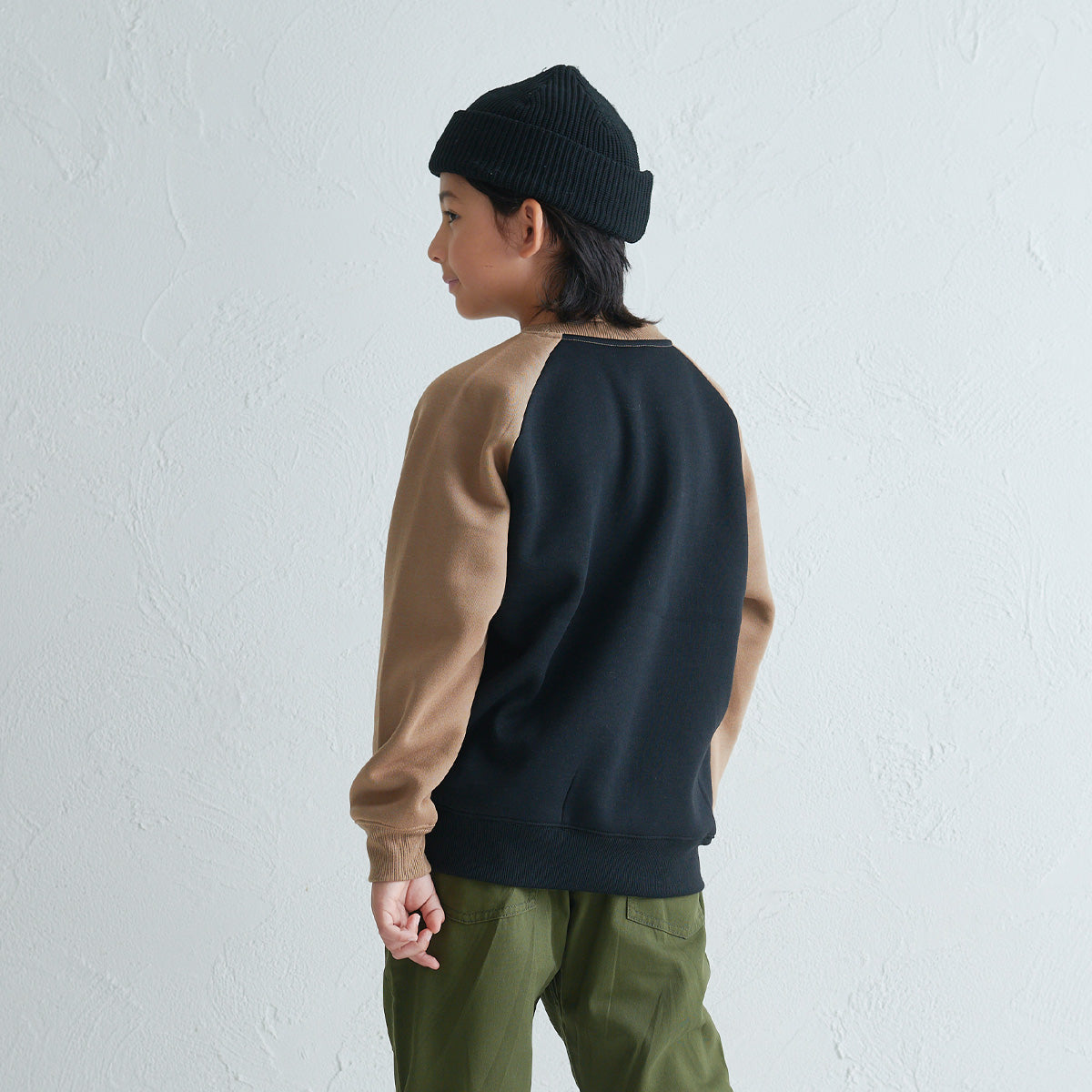 ラグラン 配色 裏起毛トレーナー