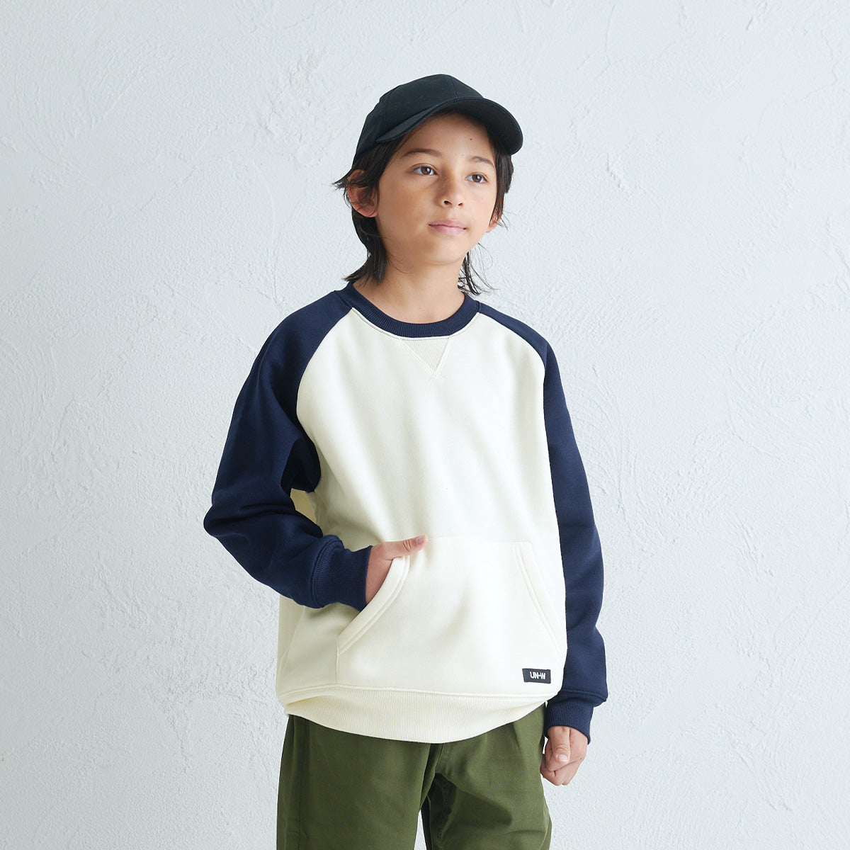 ラグラン 配色 裏起毛トレーナー