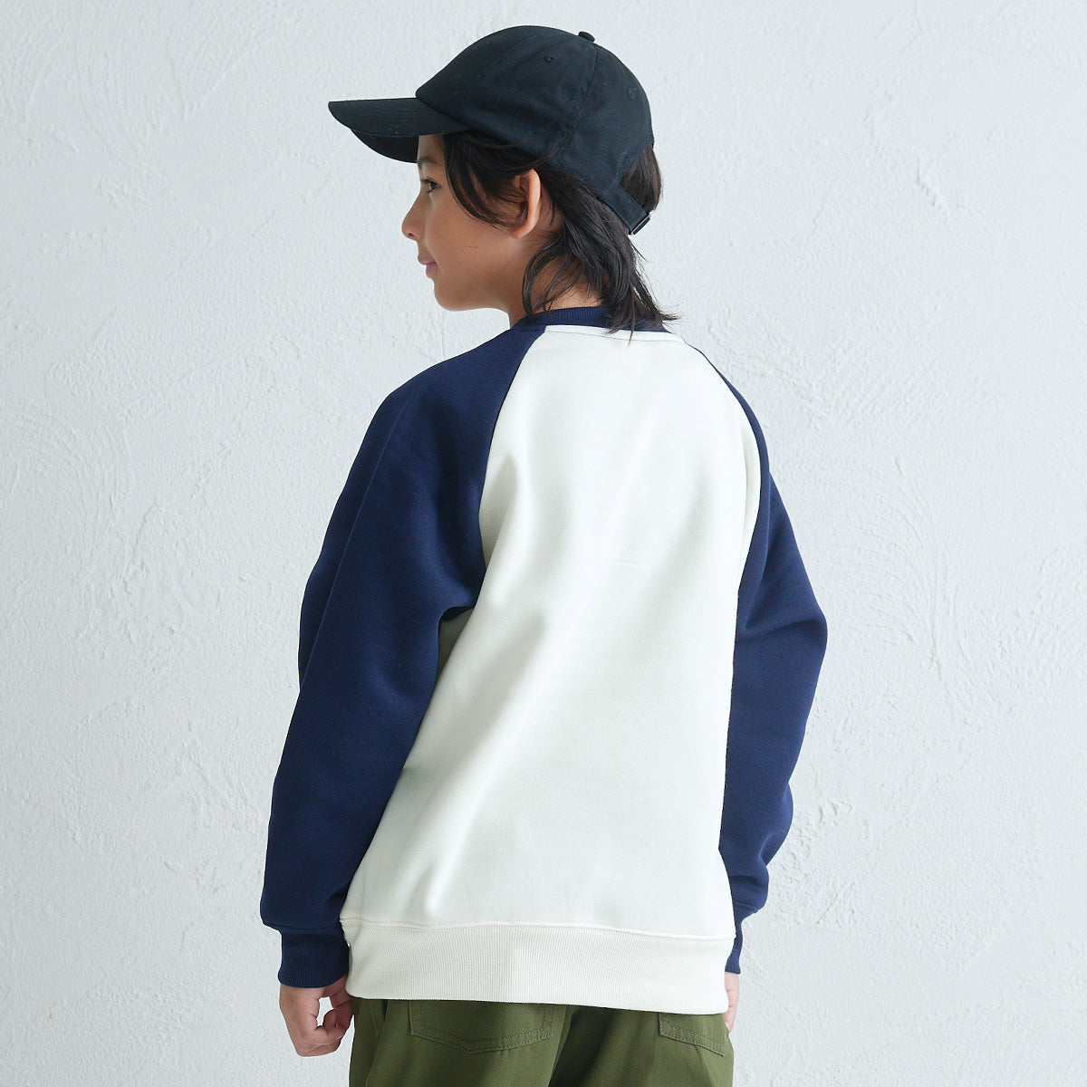 ラグラン 配色 裏起毛トレーナー