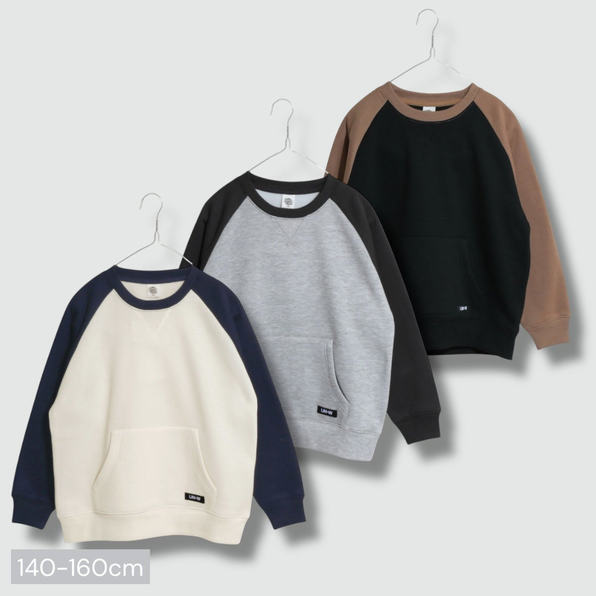 ラグラン 配色 裏起毛トレーナー