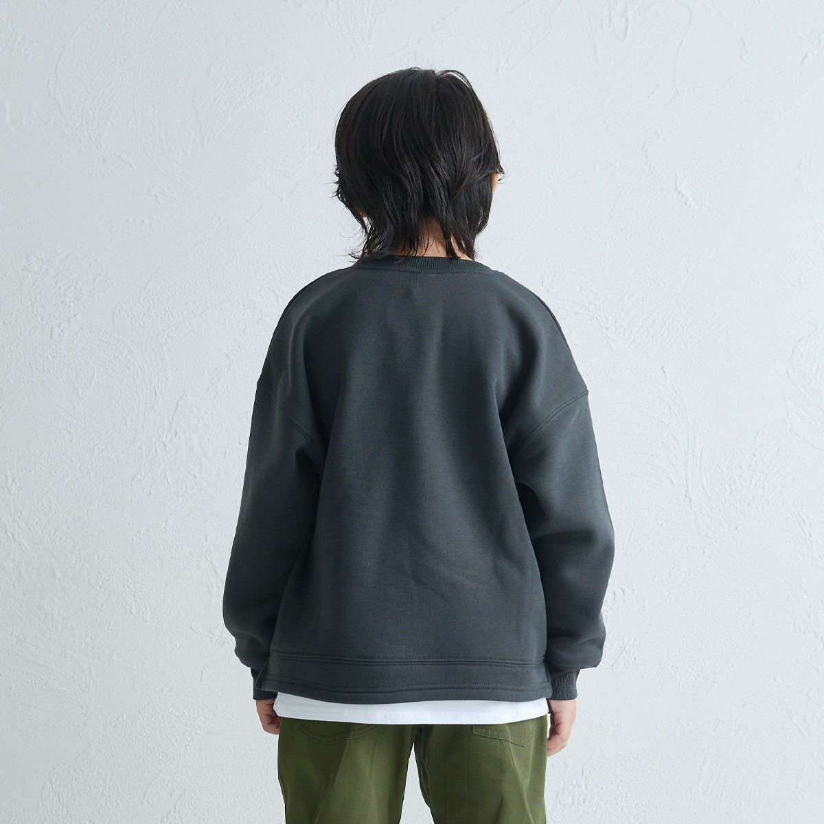 裾フェイクレイヤード 胸ポケット 裏起毛トレーナー