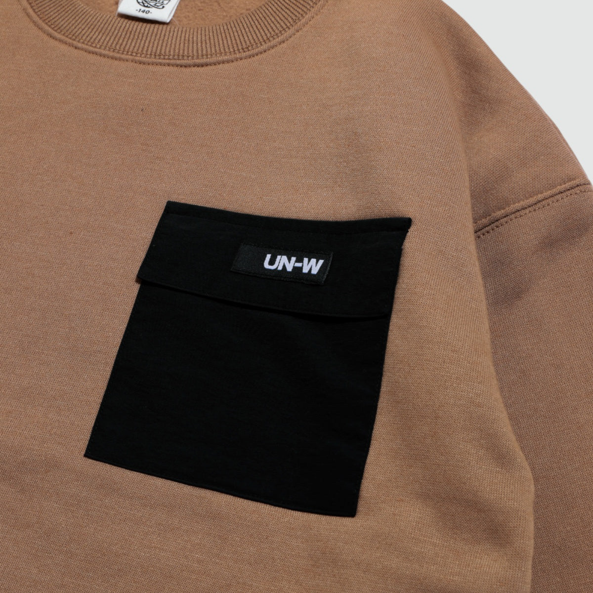 裾フェイクレイヤード 胸ポケット 裏起毛トレーナー